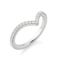 Lux Chevron Accented Band, Ring Size 7.25, 14K White Gold, Moissanite
