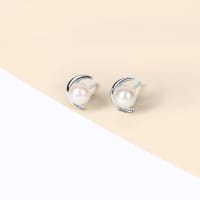 Crescent Pearl Stud Earrings, Sterling Silver