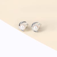 Crescent Pearl Stud Earrings Sterling Silver