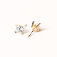 Filigree Set, Tension Back Earrings With 0.30 Cttw Princess Centers DEW, 14K Yellow Gold, Nexus Diamond Alternative