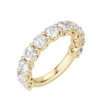 Round Cut Scallop Set Semi-Eternity Band, 2 3/4 Cttw DEW, Ring Size 7, 14K Yellow Gold, Moissanite
