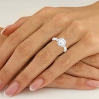 Nottingham Engagement Ring With 1.00 Ct Round Center DEW Ring Size 5-6.5  14K White Gold Moissanite