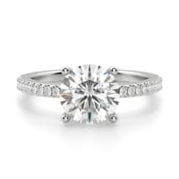 Basket Set Accented Round Cut Engagement Ring