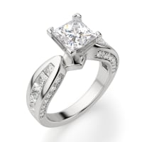 Deco Engagement Ring With 2.50 Ct Princess Center Ring Size 4.5 14K White Gold Lab Grown Diamond 