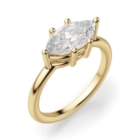 East-West Classic Basket Engagement Ring With 2.00 ct Marquise Center DEW, Ring Size 6.75, 14K Yellow Gold, Moissanite