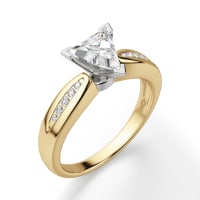 Lizzie Engagement Ring With 2.00 Ct Triangle Center DEW Ring Size 8-9.5 14K Yellow Gold Nexus Diamond Alternative 