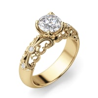 Nouveau Engagement Ring With 1.50 ct Round Center DEW, Ring Size 7, 14K Yellow Gold, Nexus Diamond Alternative