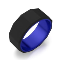 Obsidian Angled Band, Blue Ceramic & Tungsten
