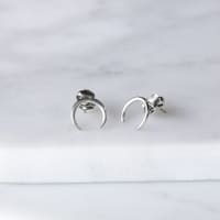 Crescent Stud Earrings, Sterling Silver
