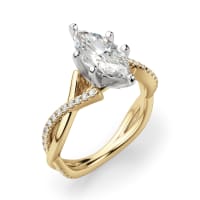 Twisted Accented Engagement Ring With 1.00ct Marquise Center DEW, Ring Size 8, 14K Yellow Gold, Nexus Diamond Alternative