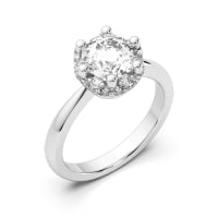 Nottingham Engagement Ring With 1.00 Ct Round Center DEW Ring Size 5-6.5  14K White Gold Moissanite