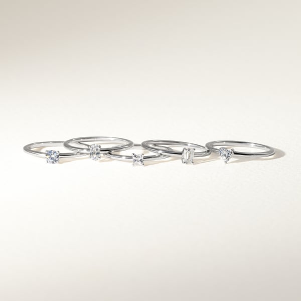 Round Cut Petite Ring, Sterling Silver