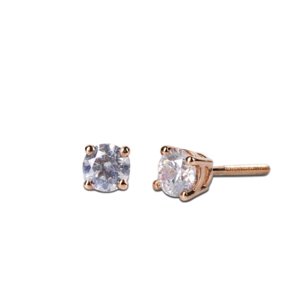 Round Brilliant Cut Stud Earrings, Screw Back, Basket Set 1½ Ct. Tw. Dew | 14K White Gold by Diamond Nexus