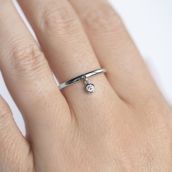 Solitaire Dangle Stackable Ring, Sterling Silver