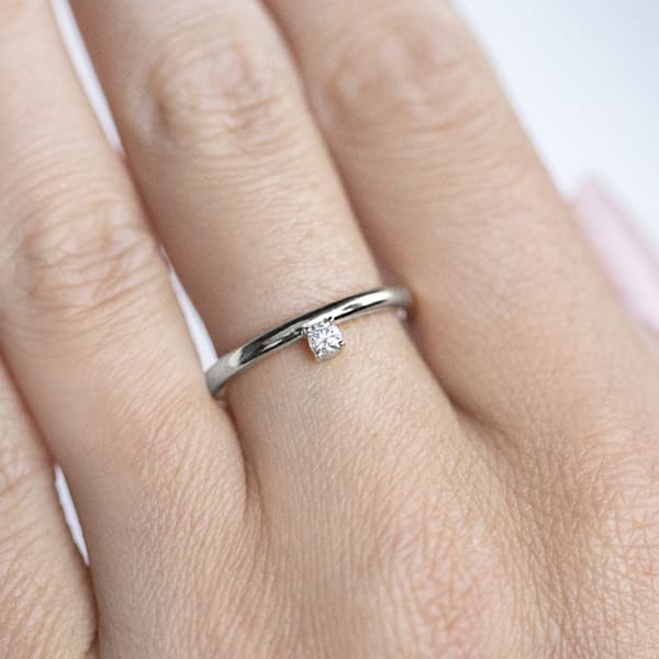 Solitaire Stackable Ring, Sterling Silver