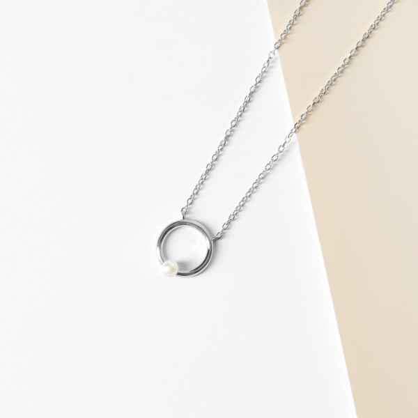 Pearl Circle Necklace, Sterling Silver