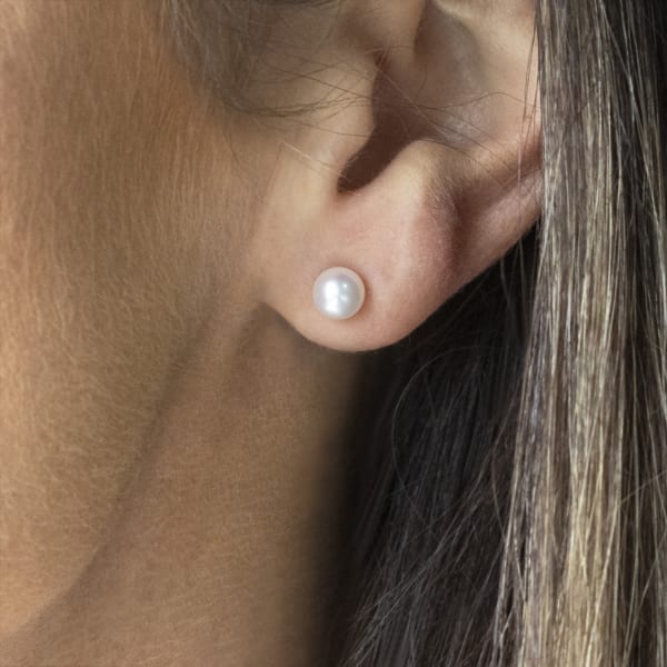 Cultured Pearl Stud Earrings, Sterling Silver