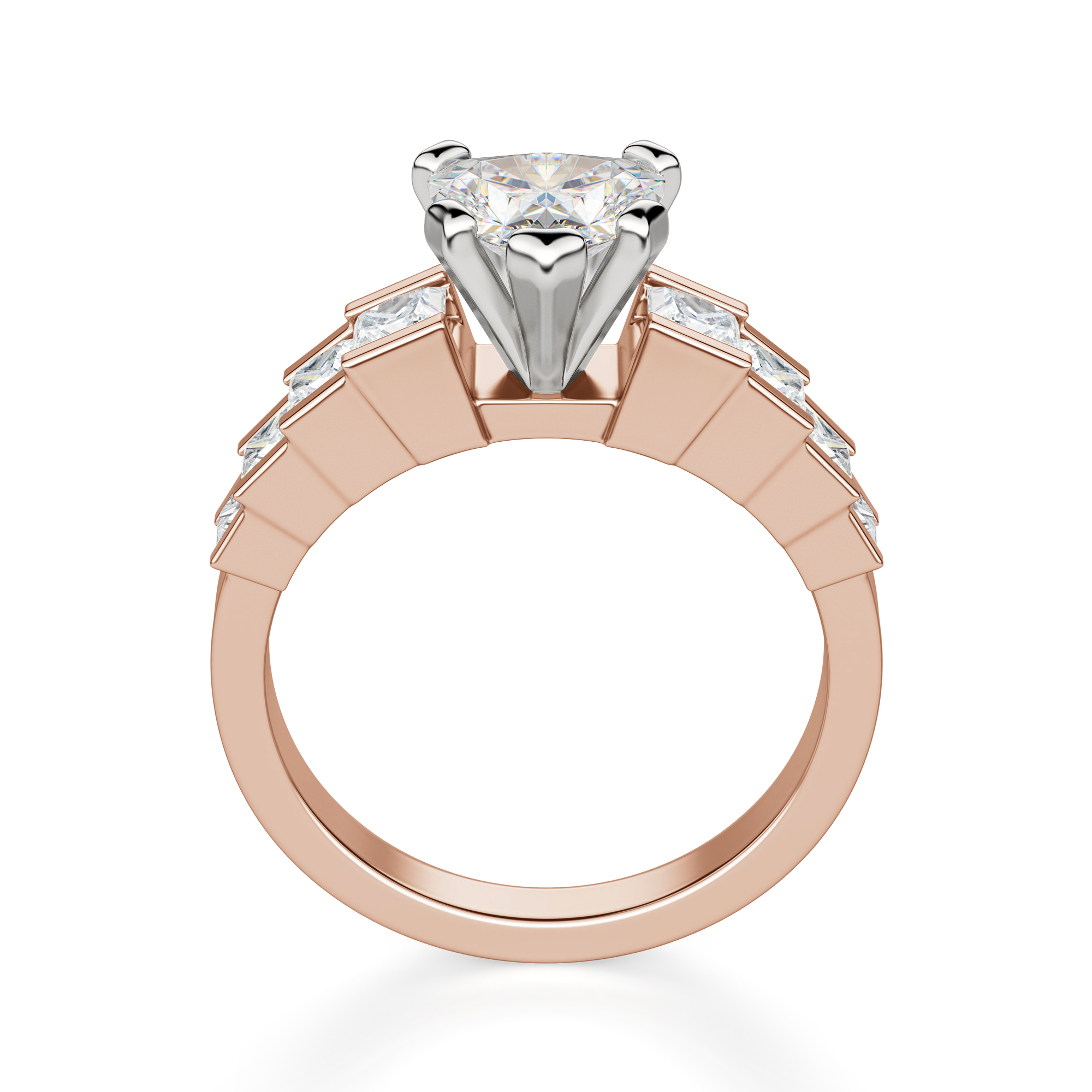 Cinderella Staircase Heart Cut Engagement Ring
