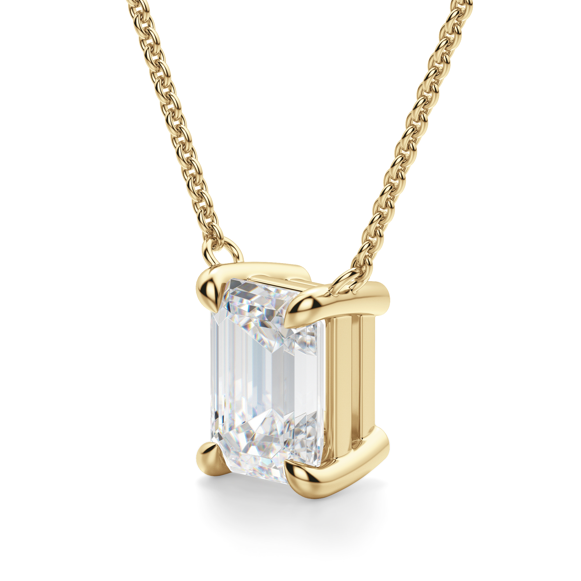 14K White Gold Emerald Cut Diamond Solitaire Pendant (1.00 CTW - H-I /  SI1-SI2)
