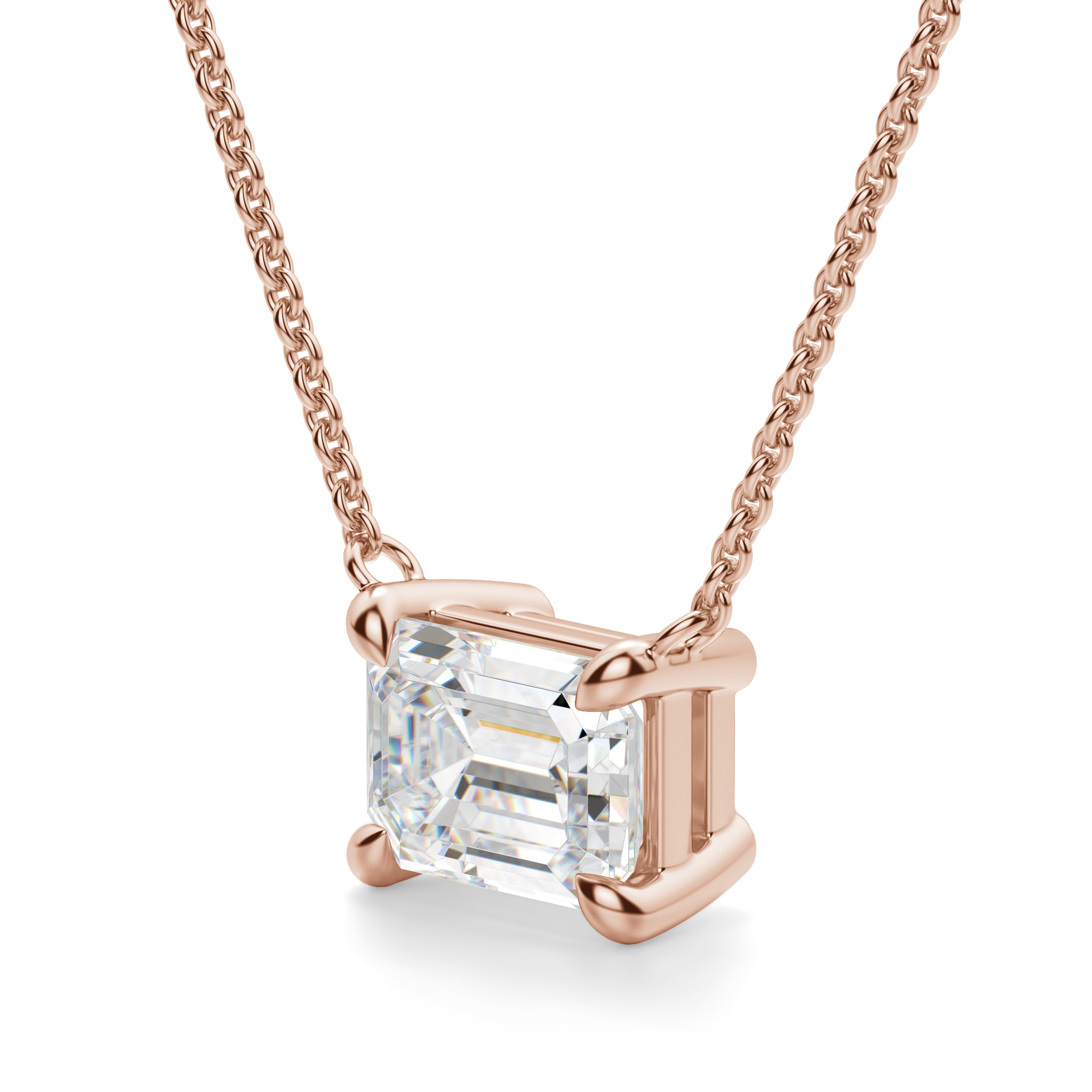 Emerald-Cut Diamond Illusion Pendant Necklace - Nuha Jewelers