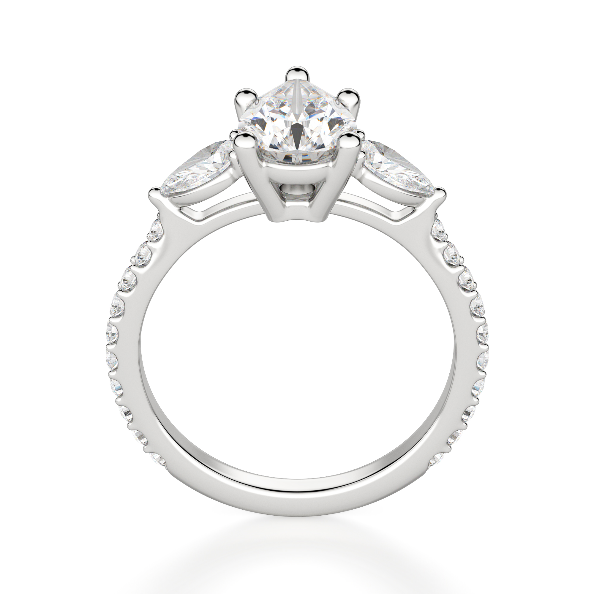 Pear sidestone diamond on sale engagement ring