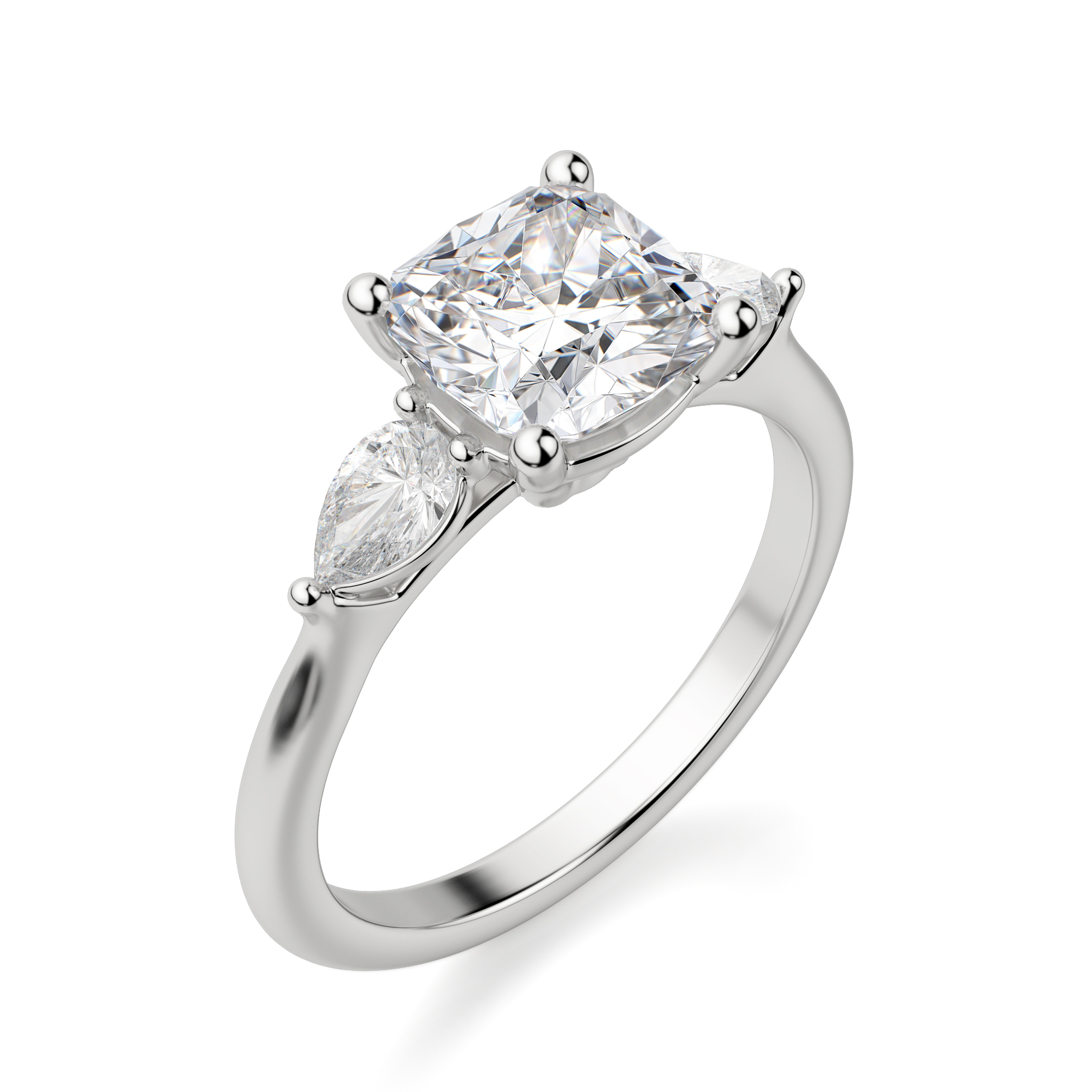 Cushion cut with on sale pear side stones