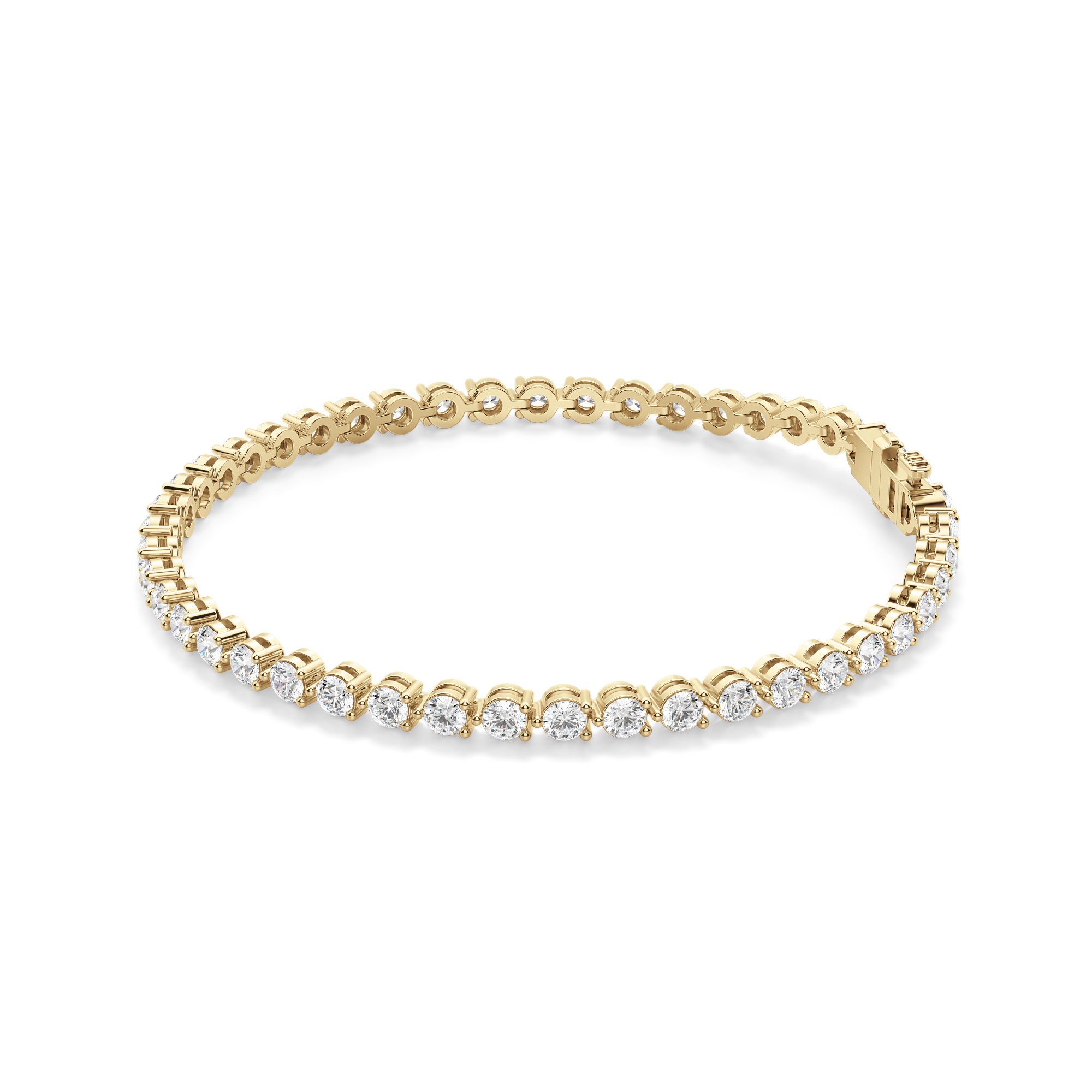 3 Prong Round Brilliant Cut Tennis Bracelet 6 Ct. Tw. Dew in White | 14K Yellow Gold by Diamond Nexus