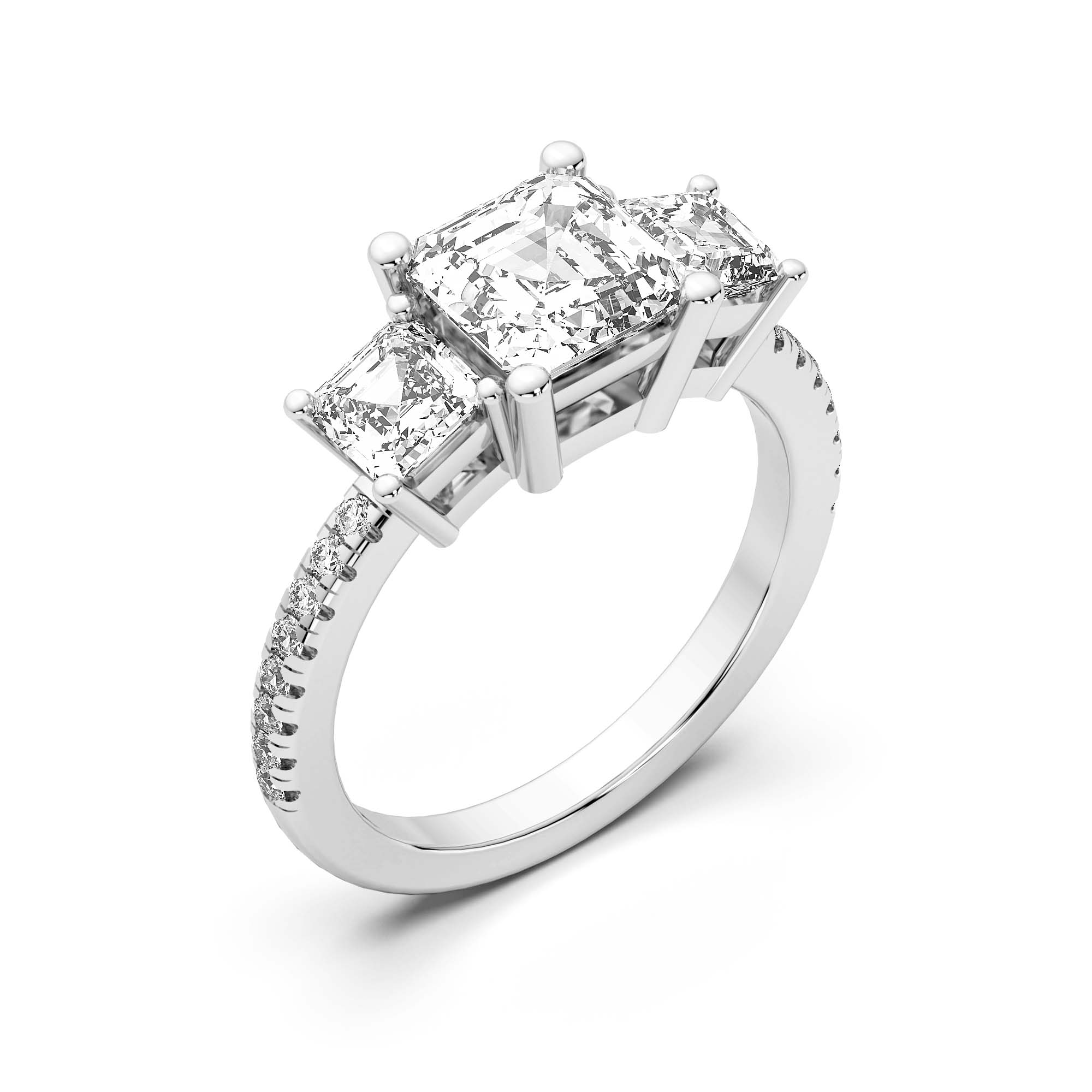 14K White Gold 1.23 CTW Princess Cut Classic Side Stone Prong Set Diamond  Engagement Ring, J Color I2 Clarity, 1 Ct Center | Amazon.com
