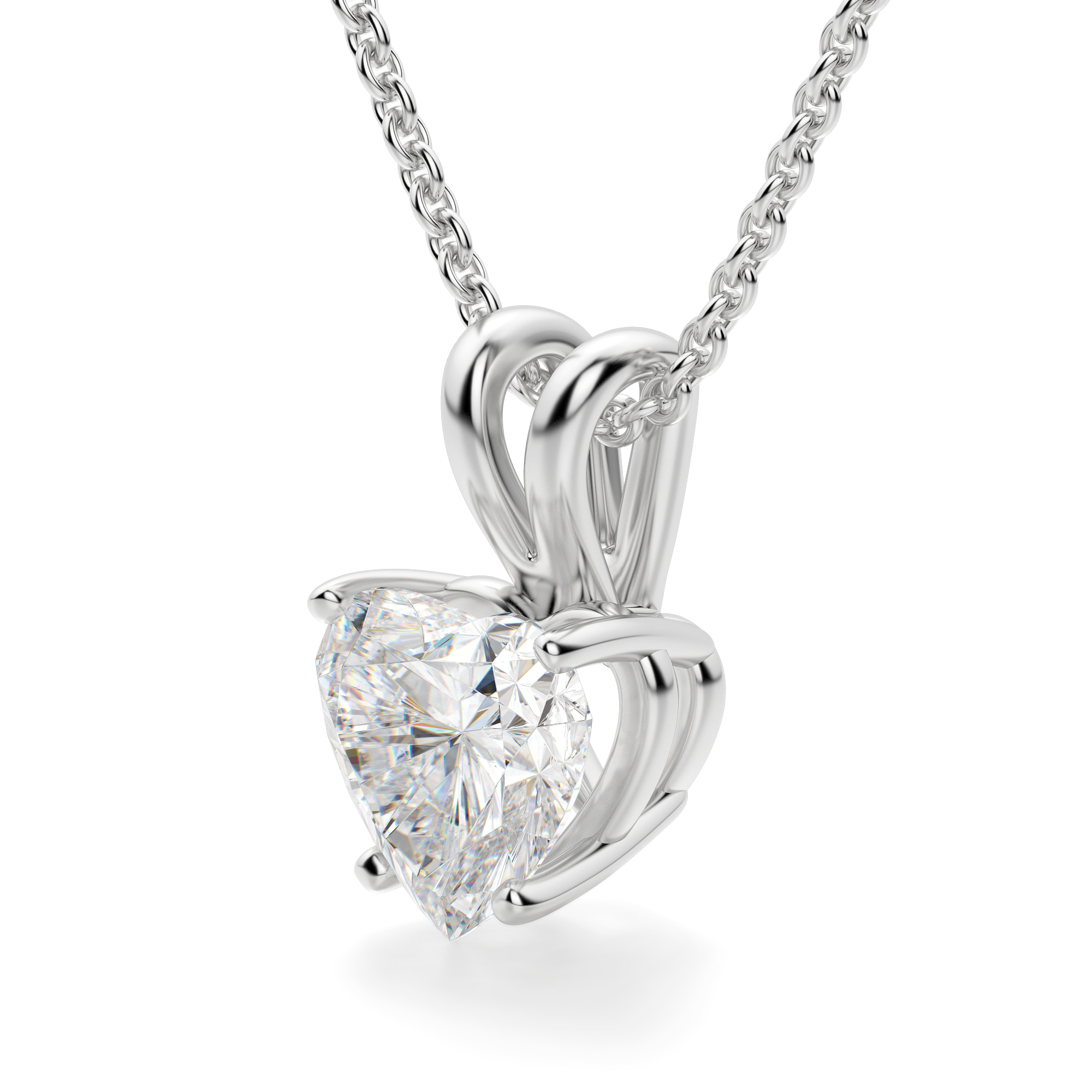 Heart Cut Basket Set Pendant with Sterling Silver Cable Chain