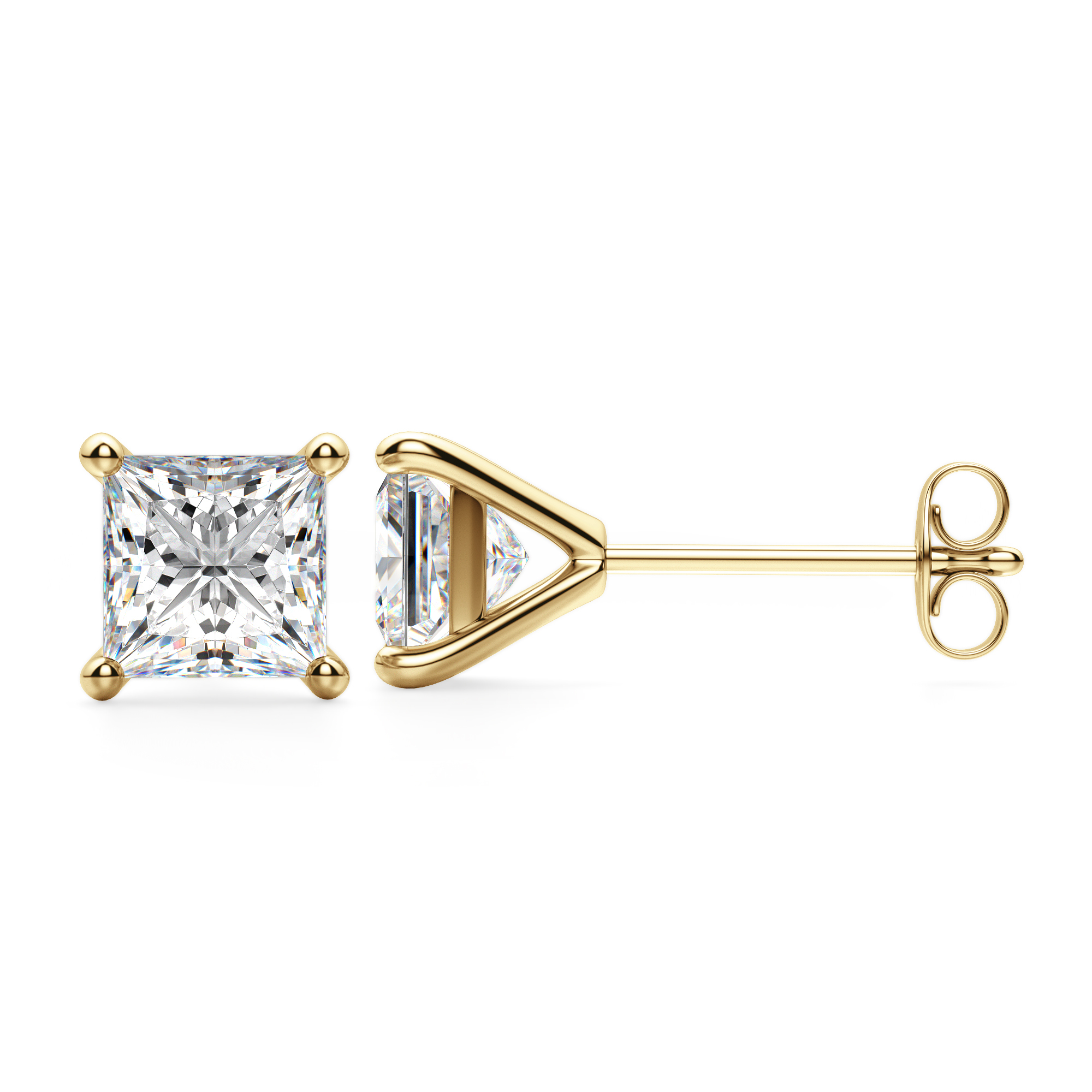 Diamond Solitaire Stud Earrings 1-1/2 ct tw Princess 14K Yellow Gold (I1/I)  | Jared