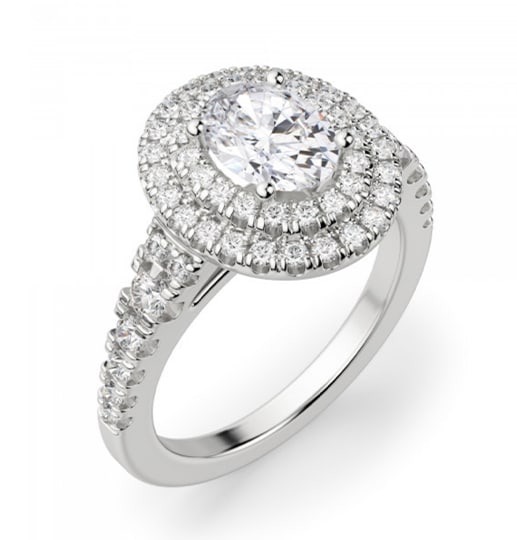A double halo engagement ring setting