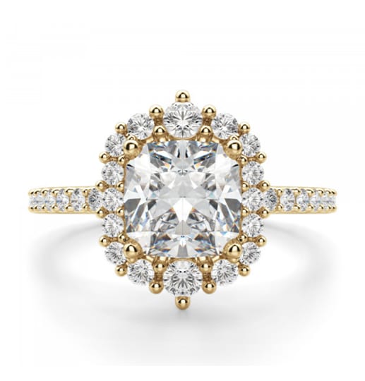 An ultra-glamorous halo engagement ring setting