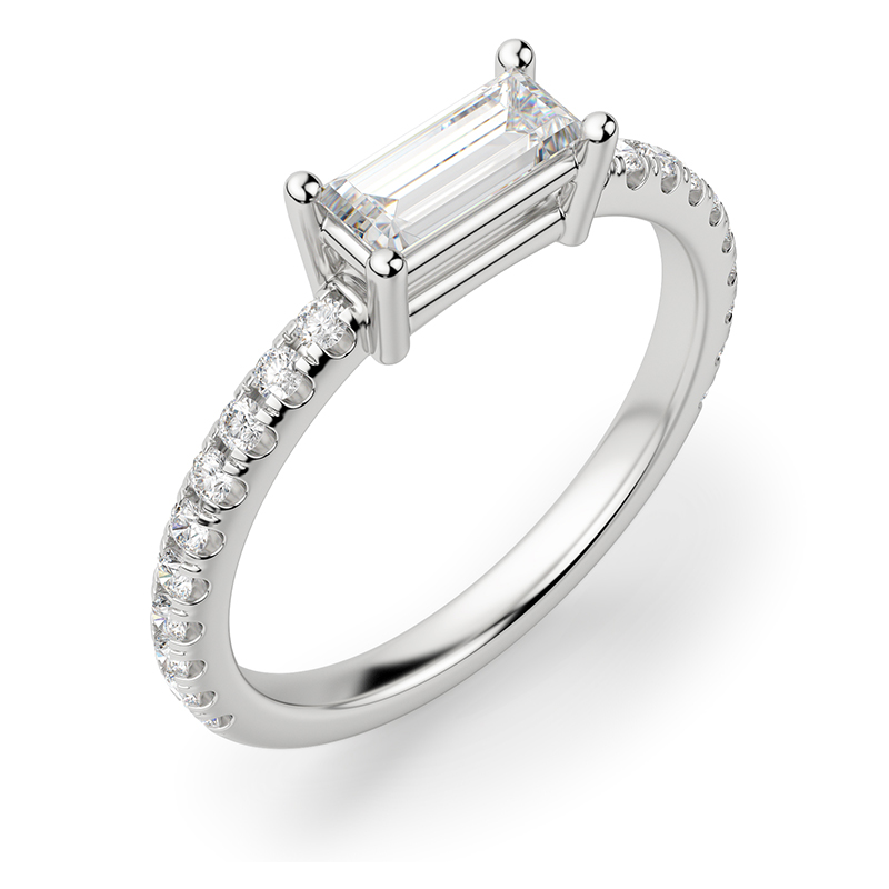 East-West Accented Basket Baguette Cut Ring