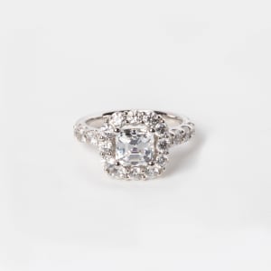 Shared Prong Halo with 1.59 carat Asscher Center - 14k White Gold - Ring Size 6.25 default,first_image,