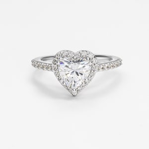 Modern Accented Halo with 1.59 carat Heart Center - 14k White Gold - Ring Size 6.5-7.5 default, ,second_image,