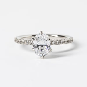 Accented Style Claw Prong with 1.46 carat Oval Center - 14k White Gold - Ring Size 7.0-8.0 first_image,