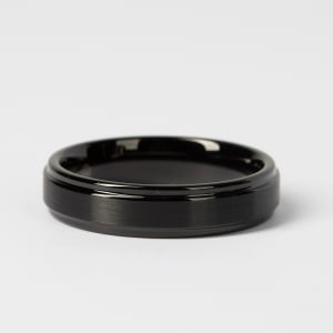 Obsidian Step Satin Wedding Band, Ring Size 7, Tungsten clearance/men's bands/0572b_obsidian_step_satin_wb,first_image,