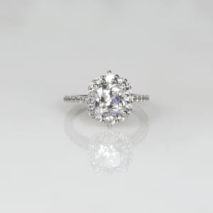 Barcelona Engagement Ring With 1.67 Cushion Center, Ring Size 5-6.5, 14K White Gold default,,first_image,