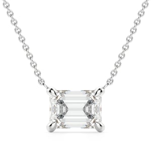 East-West Emerald Cut Necklace default, 14k white gold, ,first_image,