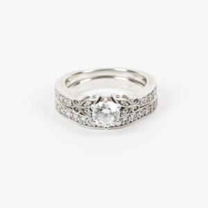 French Quarter Engagement Set With 0.84 Round Center, Ring Size 7.5, 14K White Gold default,,first_image,