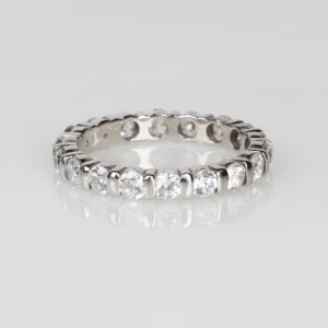 Round Cut Bar Set Eternity Band (2 tcw), Ring Size 7, 14K White Gold default, hover,,first_image,