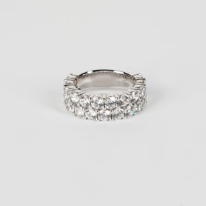Round Pave Semi-Eternity Band (4 1/4 tcw), Ring Size 7, 14K White Gold default,,first_image,