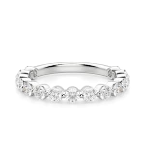 Round Cut Shared Prong Semi-Eternity Band (1 tcw) default, 14k white gold,\\r\n,first_image,