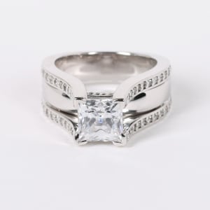 Abigail Engagement Ring With 2.01 Princess Center, Ring Size 6-6.5, 14K White Gold default,,first_image,