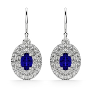 Almeria Oval Cut Sapphire Drop Earrings 14k white gold, default, ,