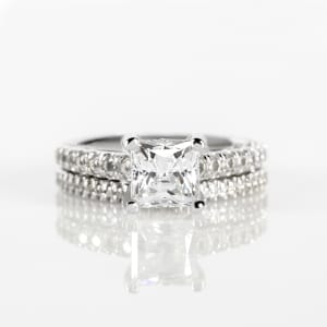 Fleur Engagement Set With 1.59 Princess Center, Ring Size 7, 14K White Gold default,second_image,