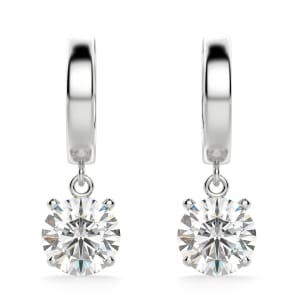 Round Cut Solitaire Drop Earrings default, 14k white gold, ,second_image,