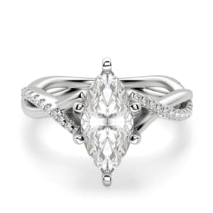 Twisted Accented Marquise Cut default, 14k white gold, ,