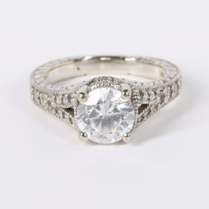 Valencia Engagement Ring With 1.49 Round Center, Ring Size 5-6, 14K White Gold default,,first_image,