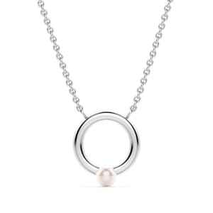 Pearl Circle Necklace, Sterling Silver default,second_image,